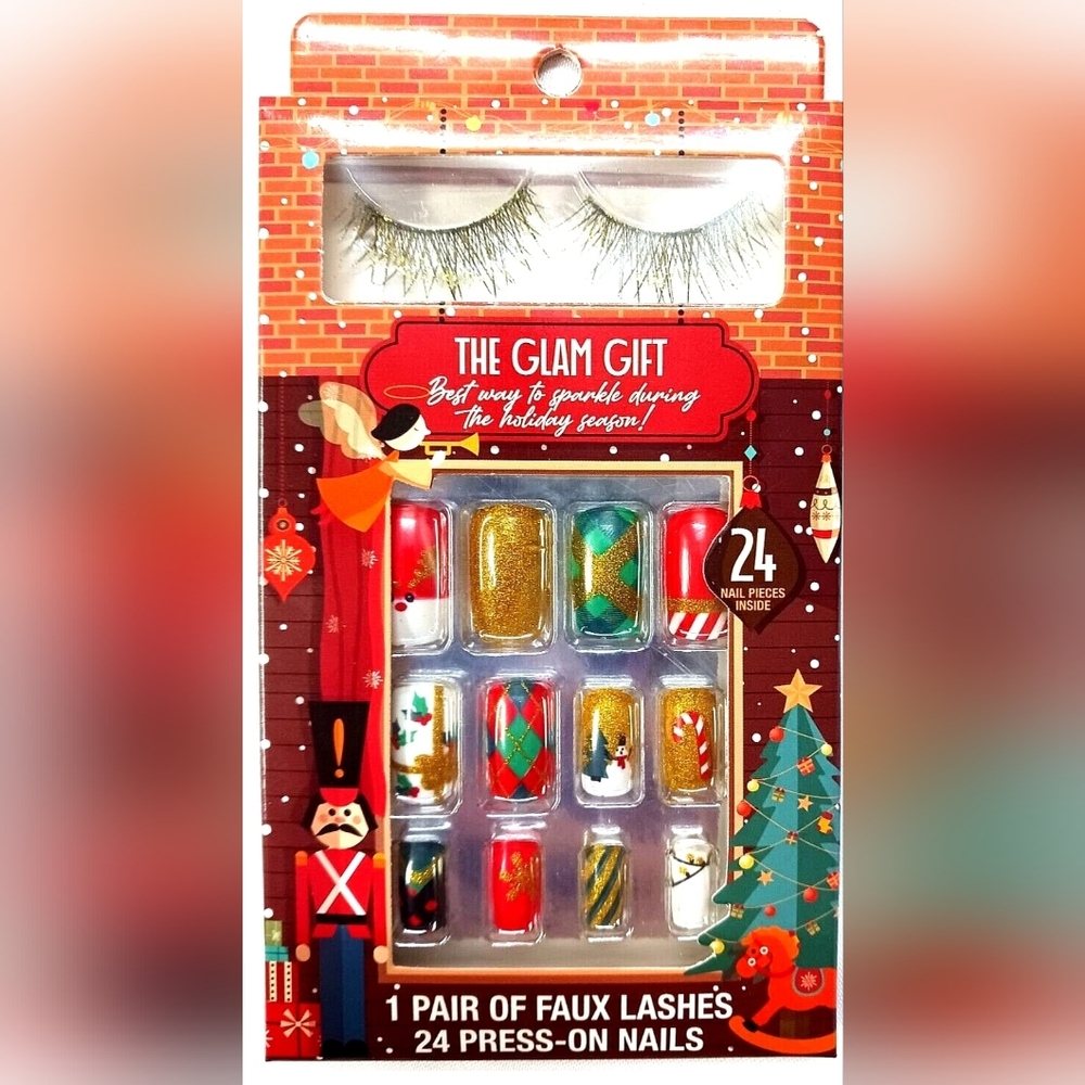 The Glam Gift Faux Lashes and Press-On Nails Set New